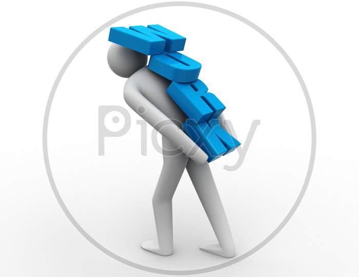 3D Man Carrying Heavy Work