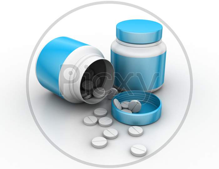 Medicine Bottle And Pills
