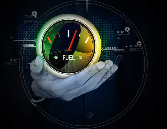 Close up shot of a Person with Fuel Indicator in Hand