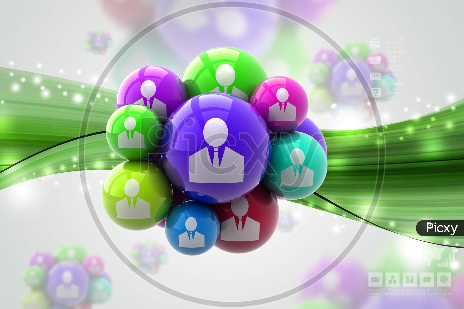 Social Networking Bubbles In Color Background