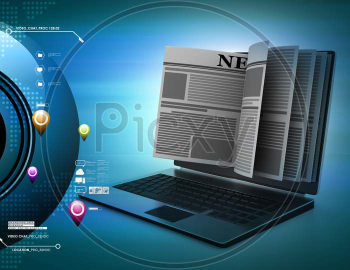 A Laptop with News Paper on Screen - A Concept of E-News