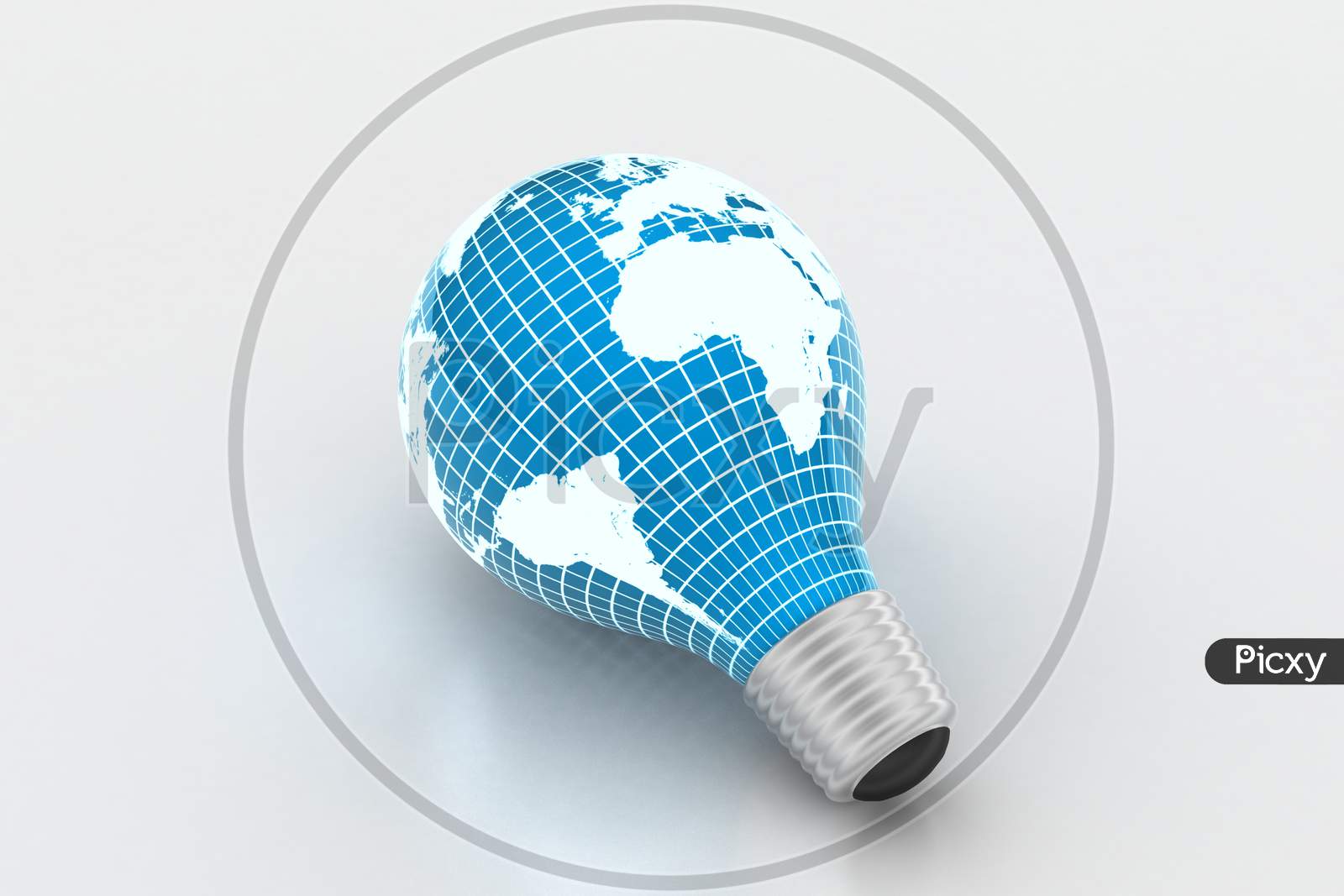 An Electric Light Bulb With A World Map