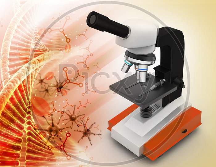 Microscope On Abstract Background