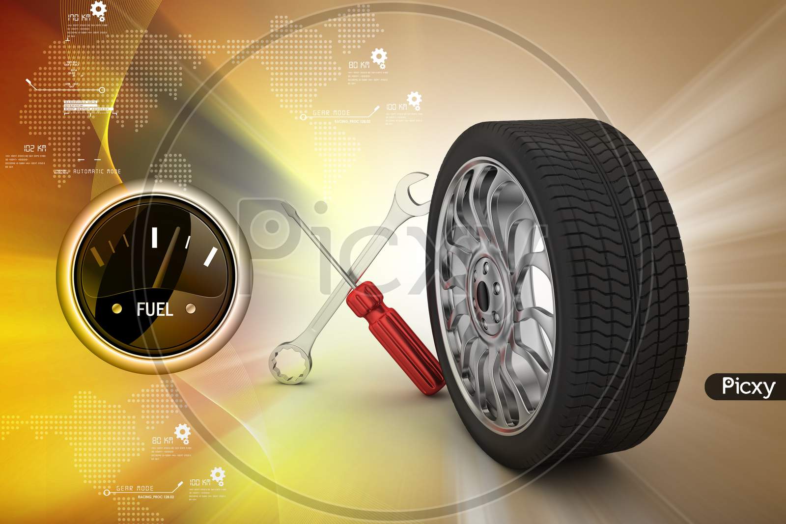 A Fuel Indicator with A Vehicle Tyre Concept