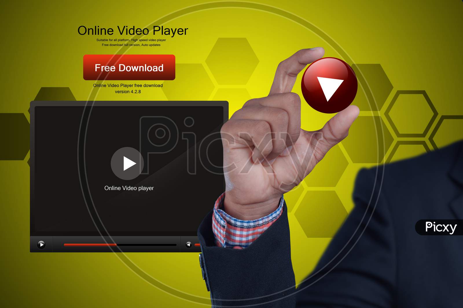 Business Man Showing Play Button
