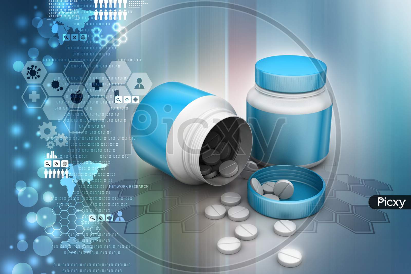 Medicine Bottle And Pills
