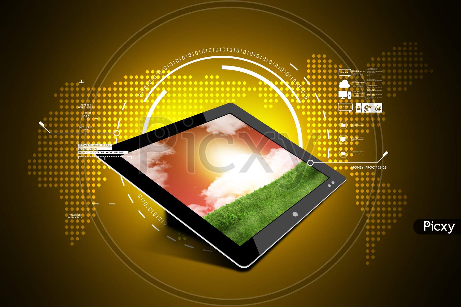 A 3D rendered Tablet or iPad