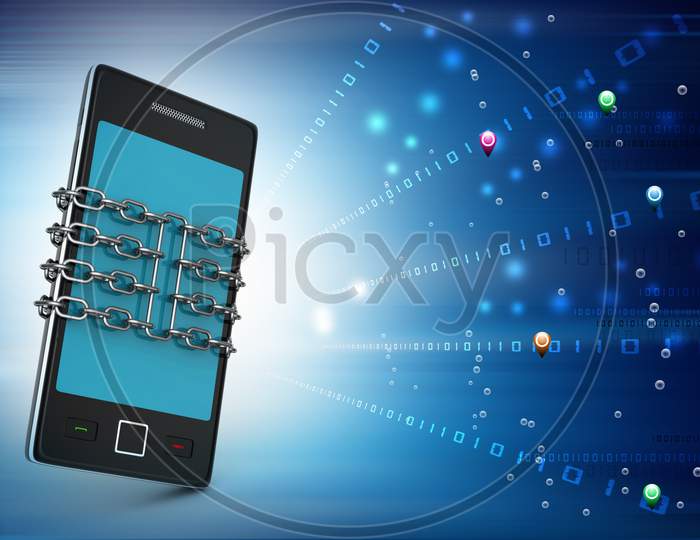 A Smartphone locked with Chains - A Concept of Locked Smartphone