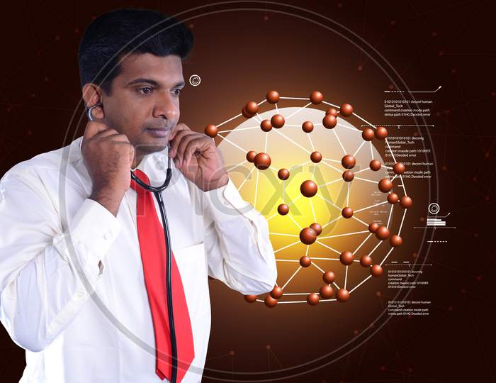 Young Doctor With Molecules