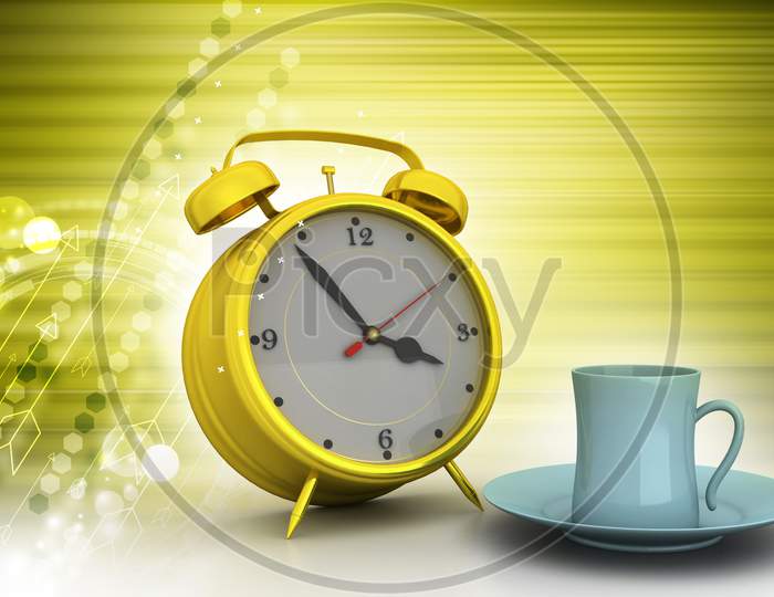 Alarm Clock With Cup Of Tea