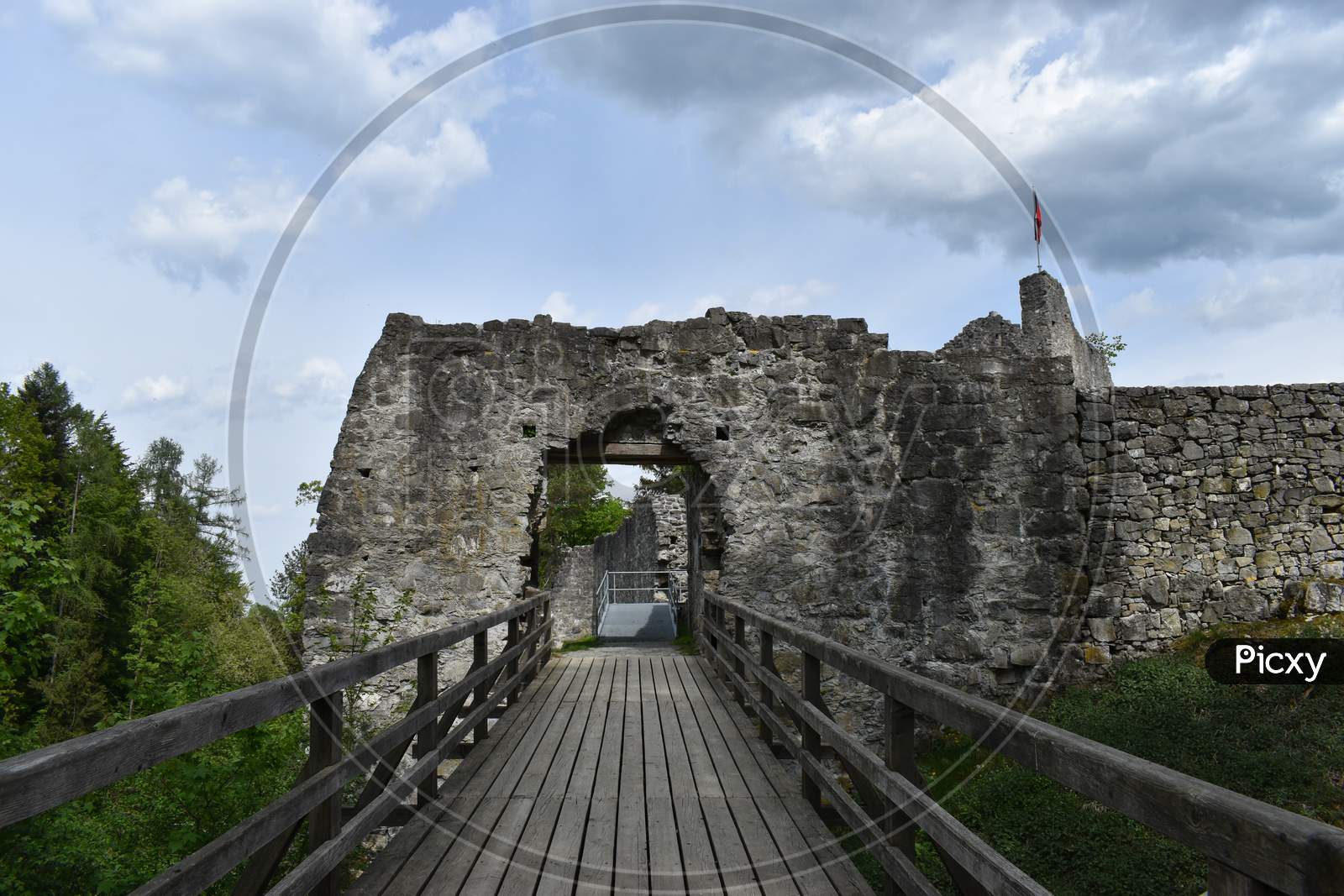 Castle ruin in Schellenberg Liechtenstein 24.4.2020
