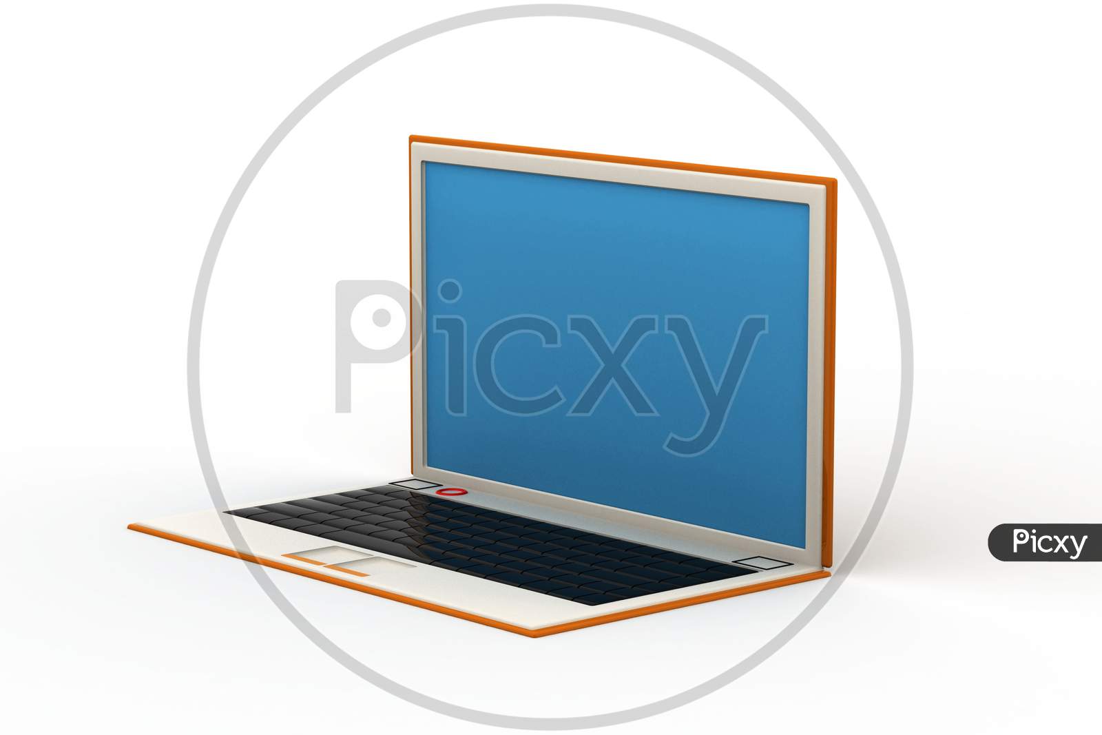 3D Rendering Of Laptop In White Background