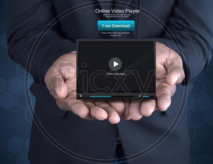 Close up shot of a Person's Hand with Online Video Player