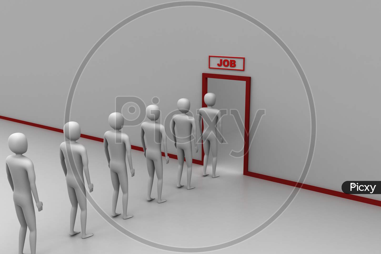 3D People Waiting For Job