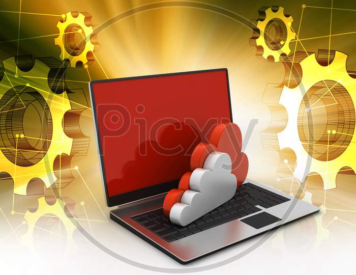 Laptop Showing Concept Of Cloud Computing.
