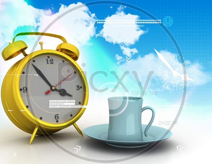 Alarm Clock With Cup Of Tea