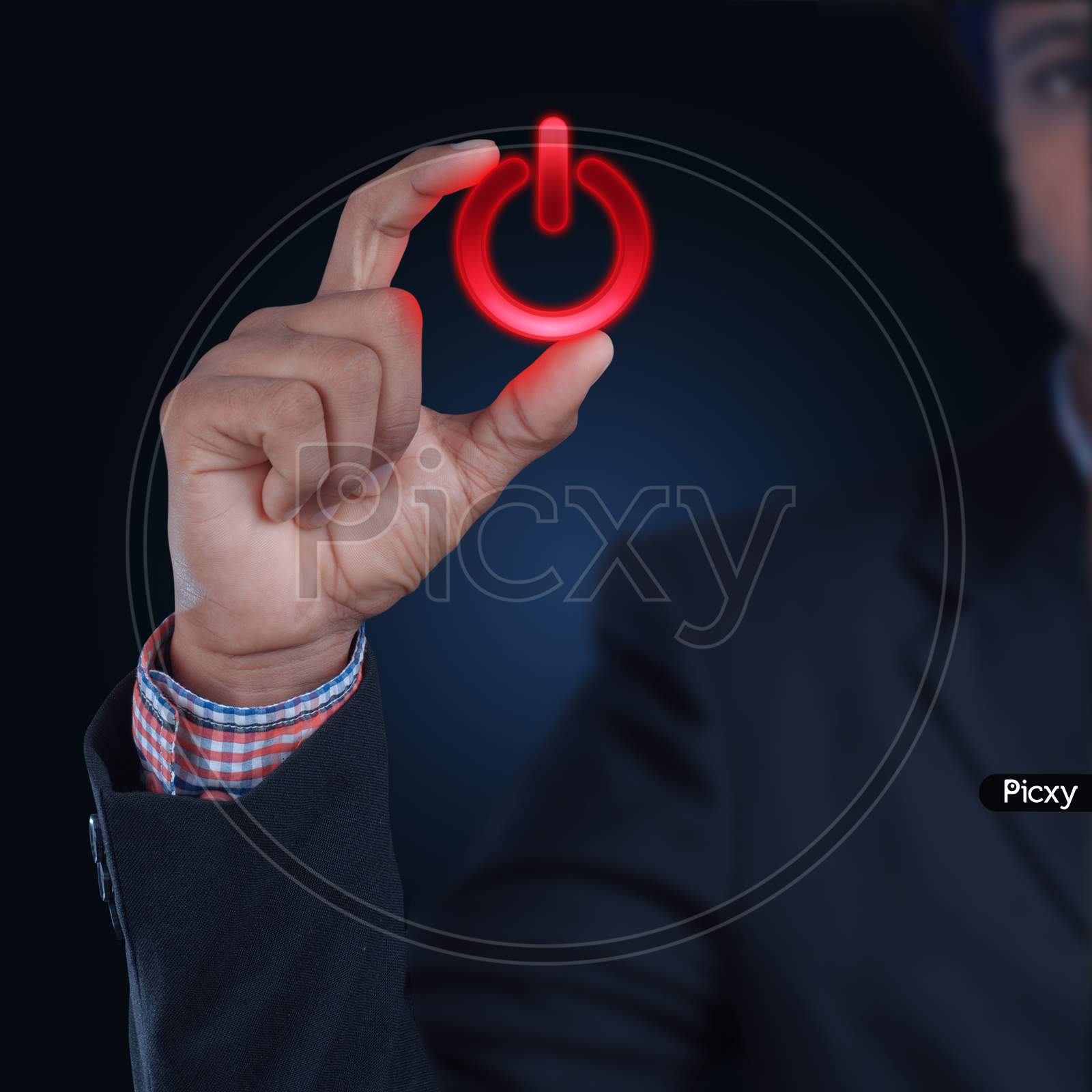 Man Showing The Power Button