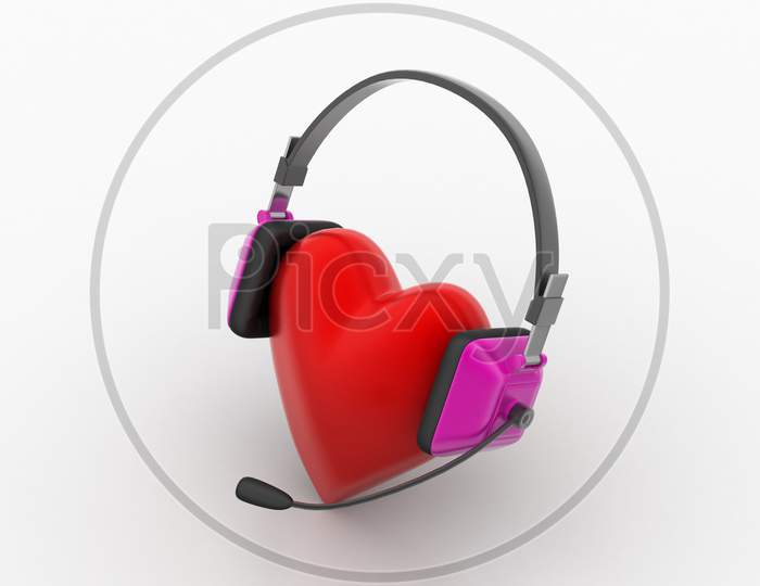 Head Phone With Love Hearts