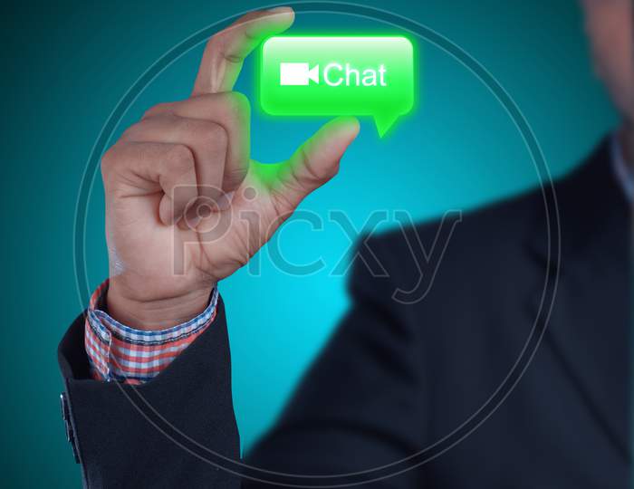 Man Showing Chat Bubble