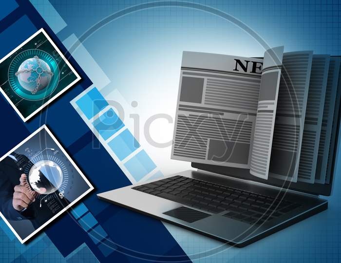 News Through A Laptop Screen Concept For Online News