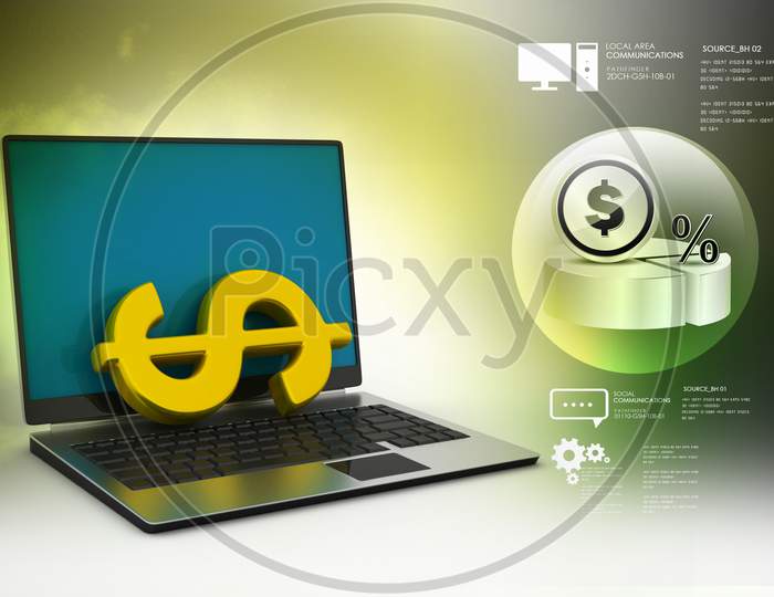 A Laptop with Dollar Currency Symbol on it