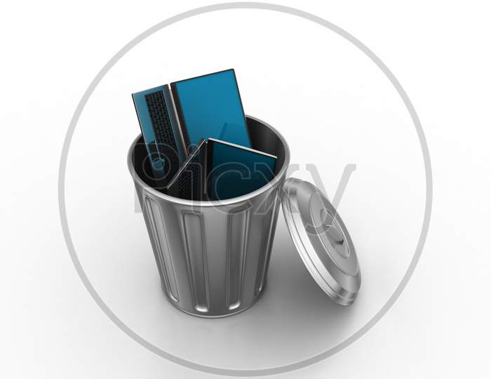 Laptop In Trash Bin