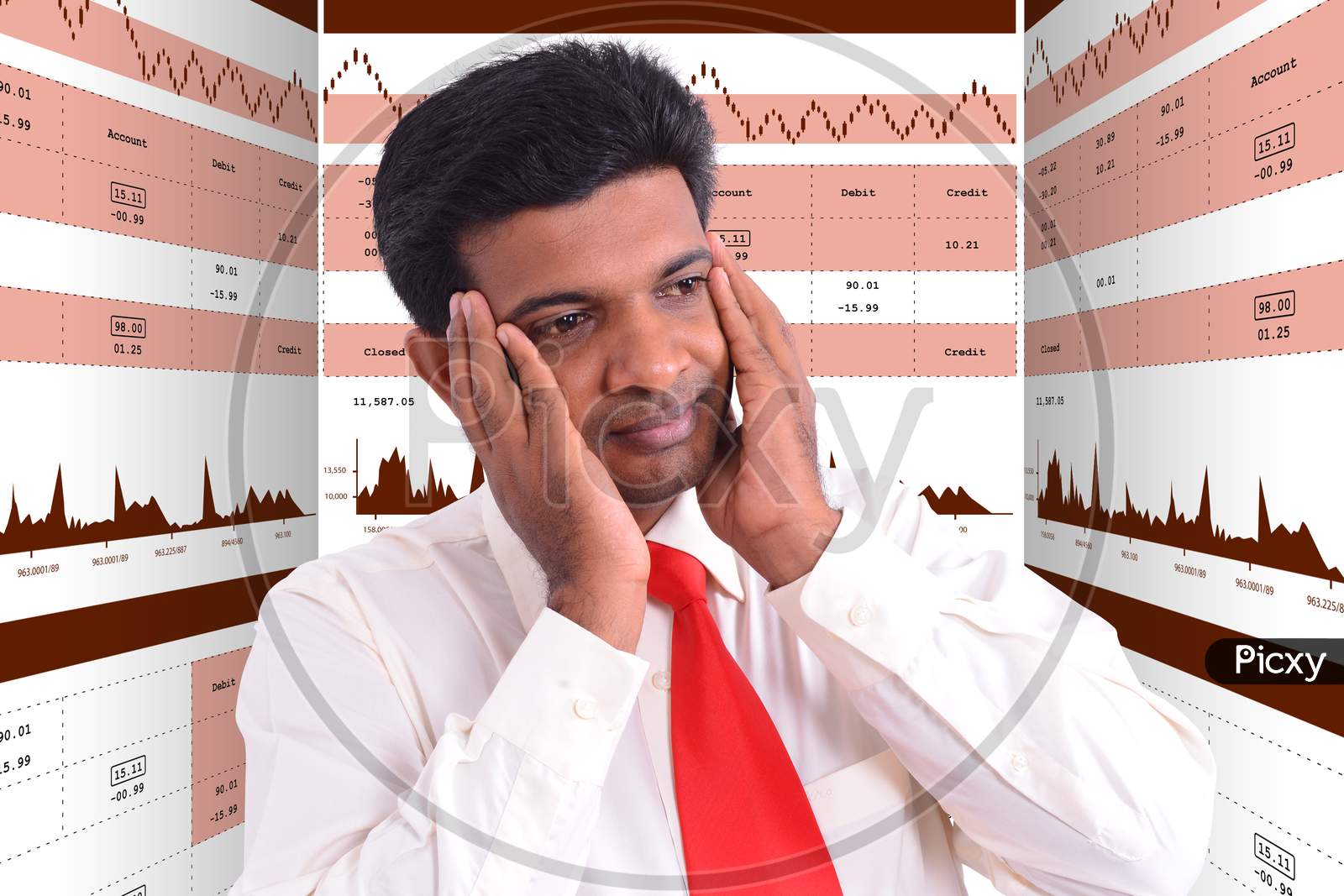 Man Thinking  In Stock Market Analysis