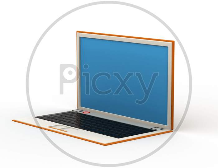 3D Rendering Of Laptop In White Background
