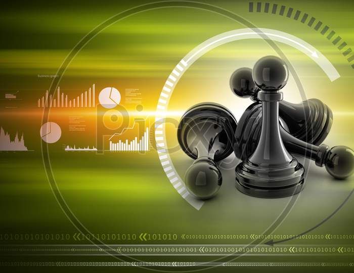 A group of chess pieces with Coloured Background