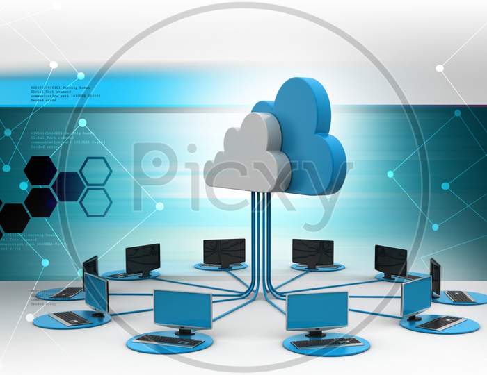 Cloud Computing With Computer Network In Color Background