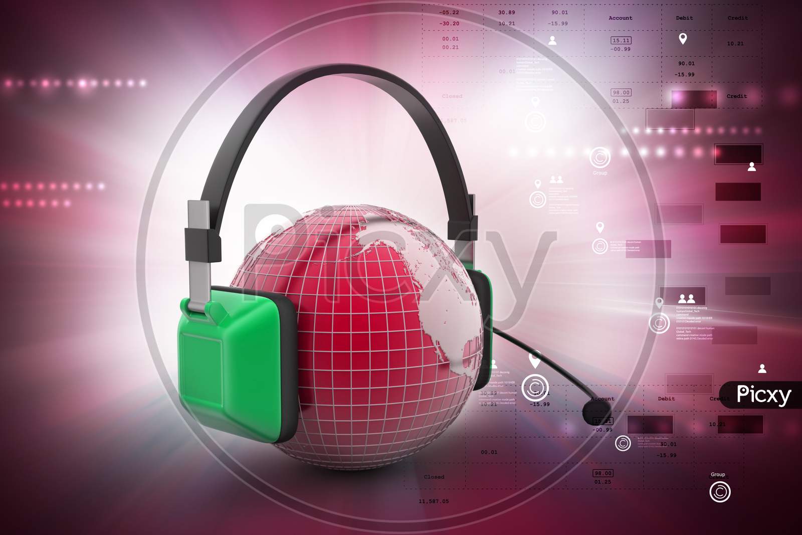 A 3D render of a Globe with Headphones