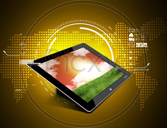 A 3D rendered Tablet or iPad