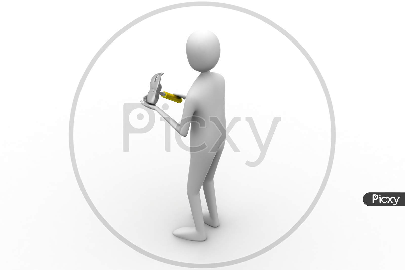 3D Man With Hammer
