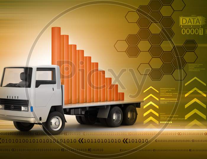 A 3D rendered Truck with Growth Bars