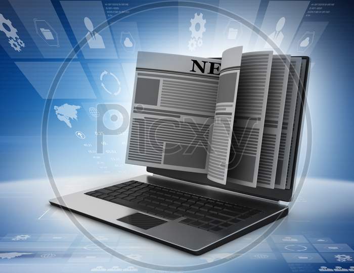 News Through A Laptop Screen Concept For Online News