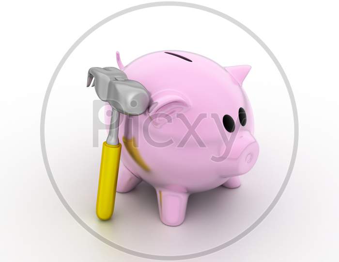 Piggy Bank And Hammer