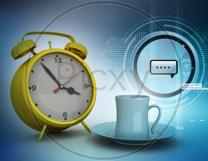 Alarm Clock with Cup and Saucer