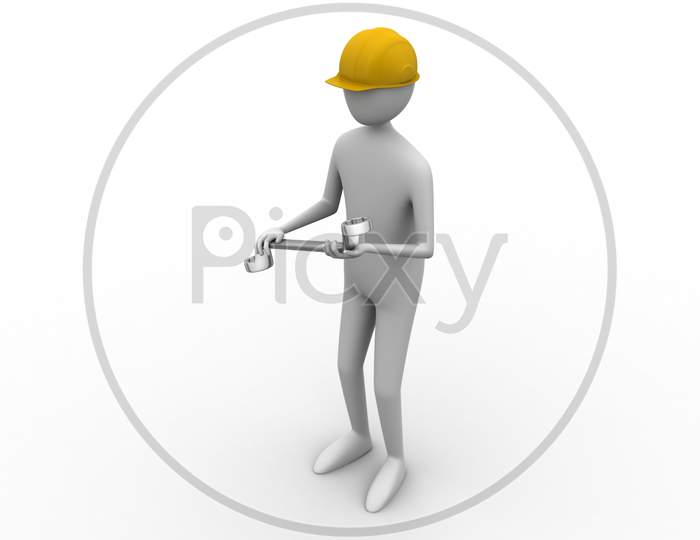 3D Man With Wrench