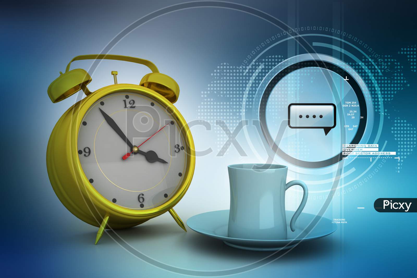 Alarm Clock with Cup and Saucer