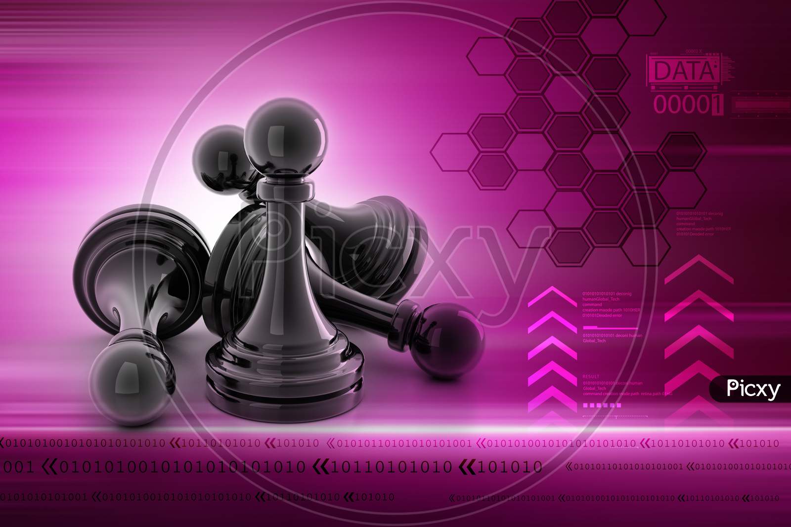 A Group of Chess Pieces with Coloured Background