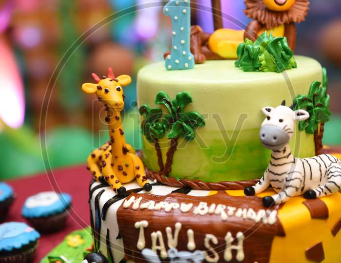 Cute cake with selective focus to show Hippo sitting with blur background