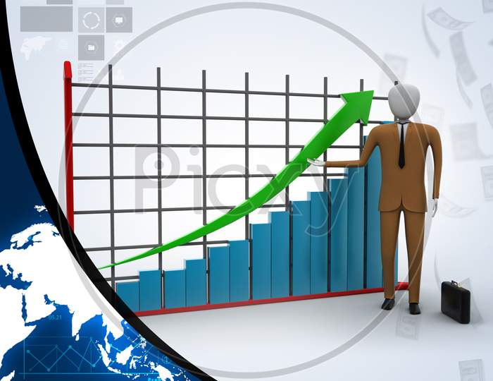Business Man Standing Near A Financial Graph