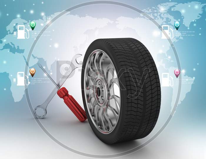 A Tyre with Repair Equipment