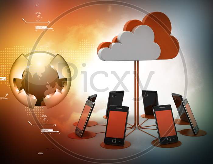 A Group of Smartphones or Mobile Phones Connected to Clouds - A Concept of Cloud Storage
