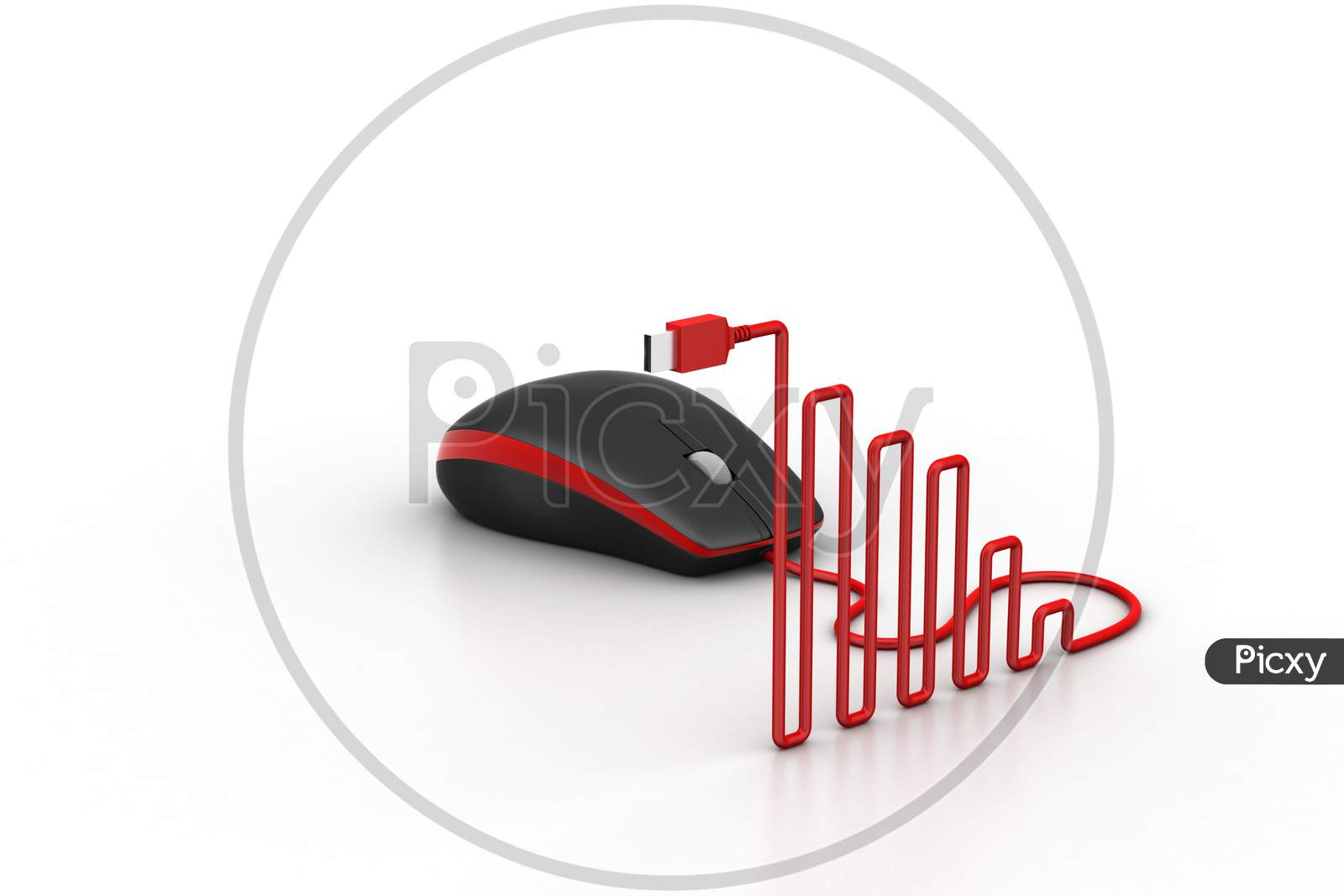 Computer Mouse With Cable Shaped Like A Graph