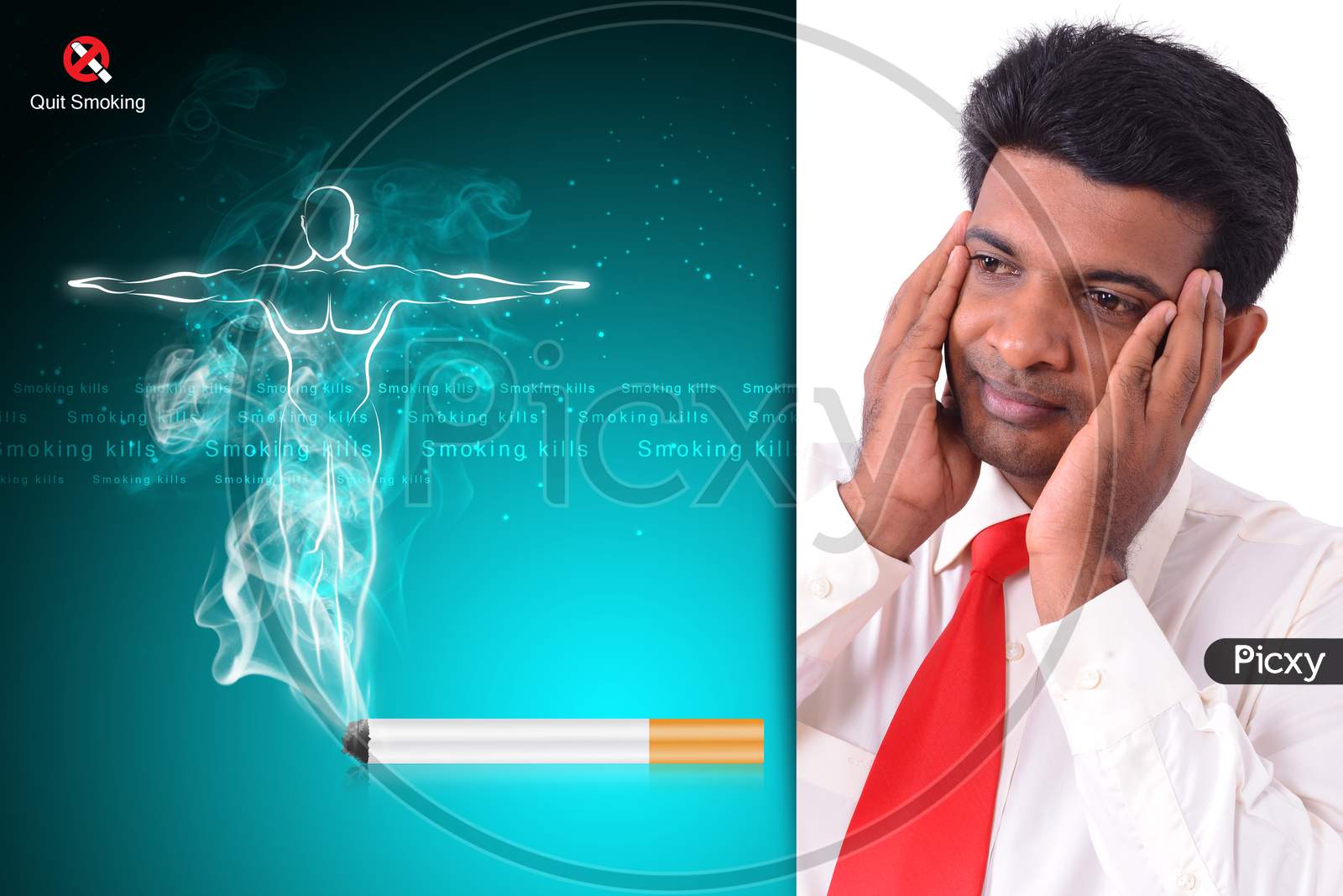 Man Thinking About  Cigarette Smoking