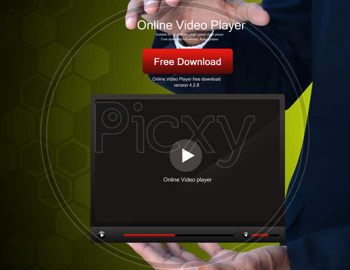 Close up shot of a Person's Hands with Online Video Player