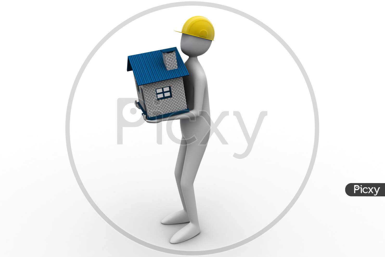 3D Man Carrying The House