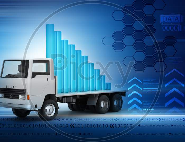 A 3D Rendered Truck with Growth Bars