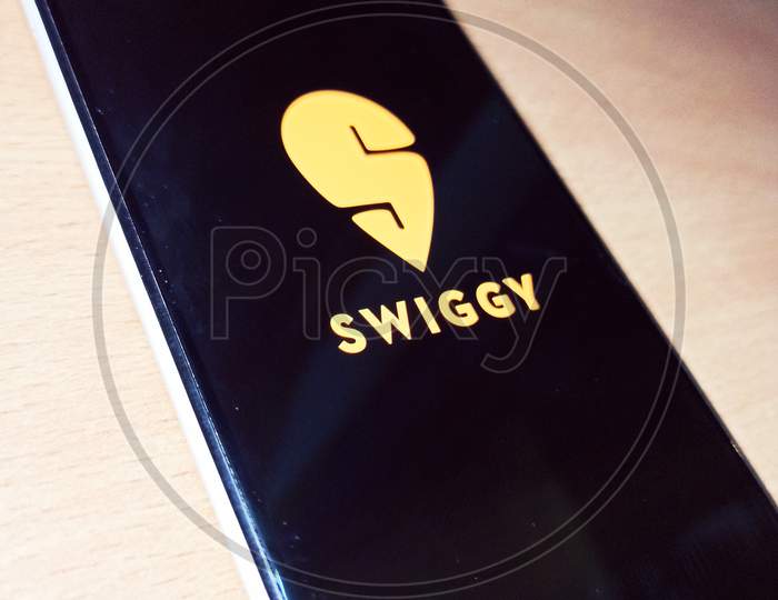 Swiggy logo on Mobile phone